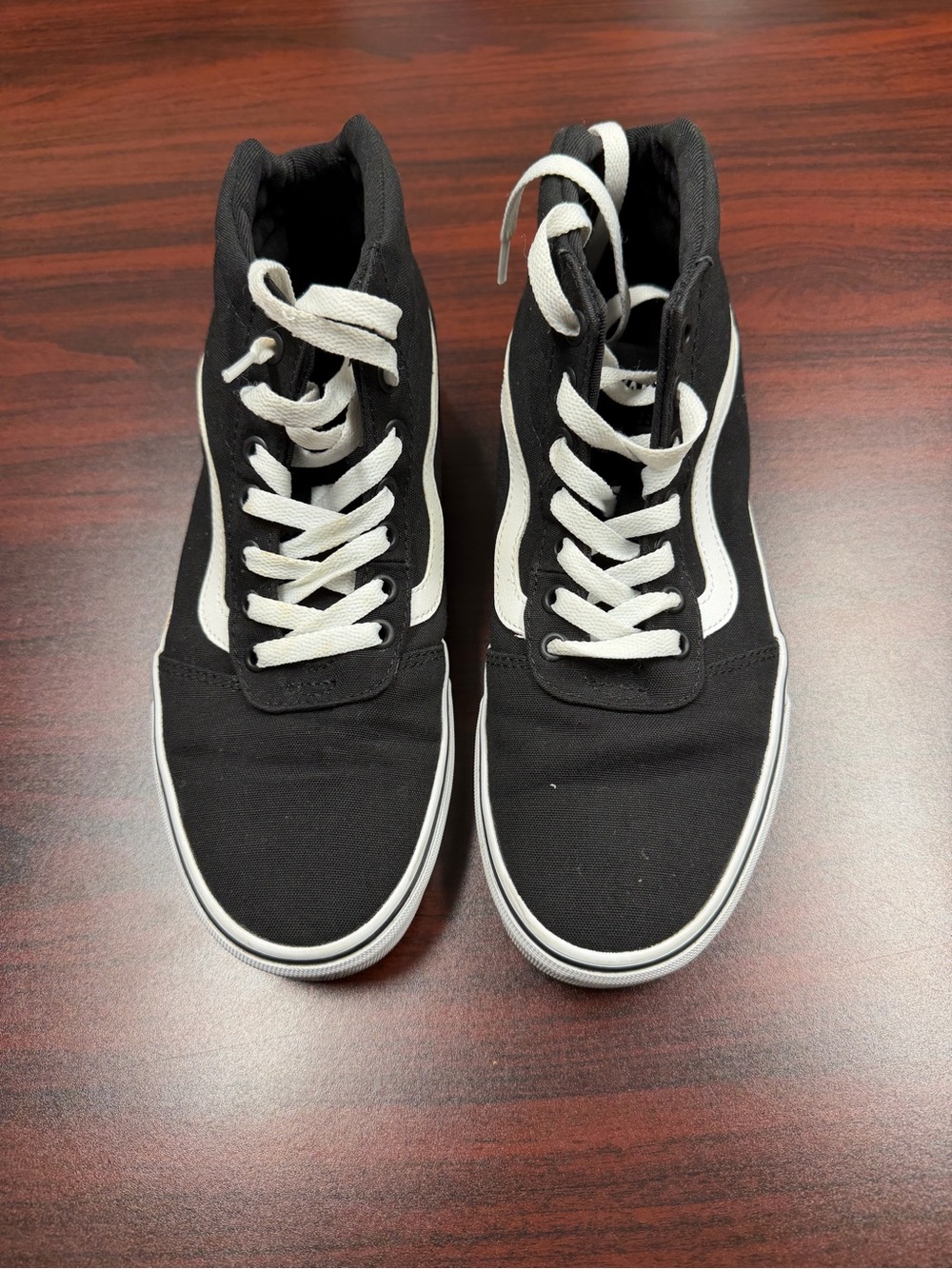 Vans Black and White High-Top Canvas Sneakers for Women